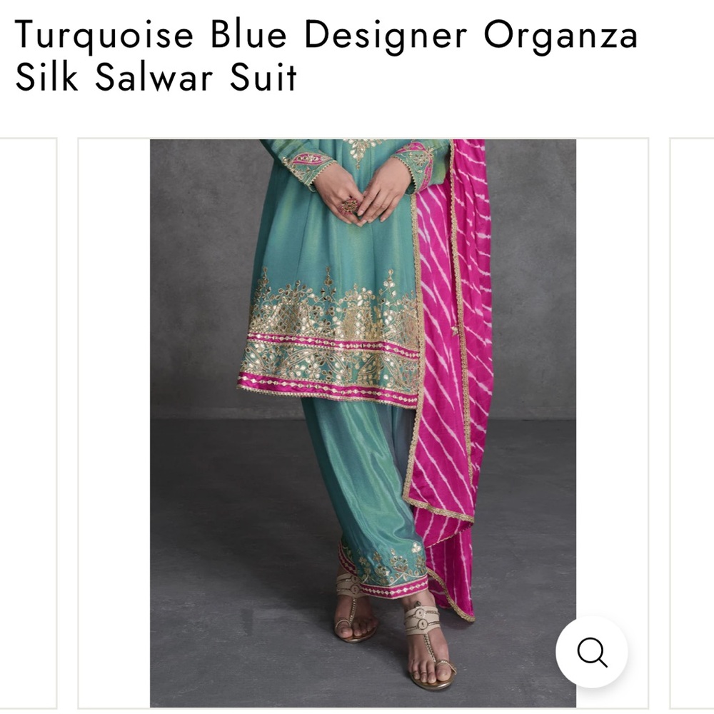 House of Indya Pista green Elegant Pink Embroidered Suit salwar kameez XL 44 - Picture 2 of 7